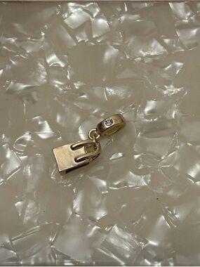 Effy Gold Charm Pendant with Clear Crystal Accent New